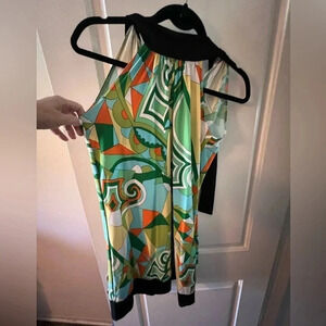 Retro vintage halter top mini dress with neck tie. By Blush Clothing.